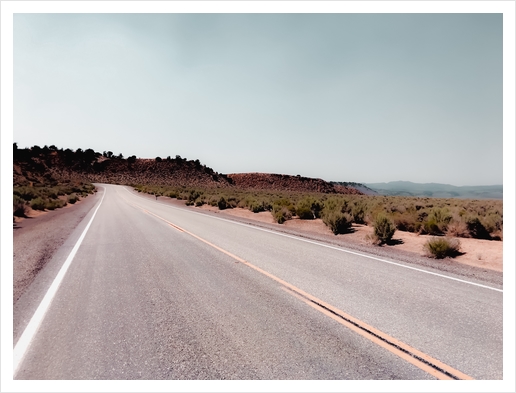 Road with the desert view and blue sky in California USA Art Print by Timmy333