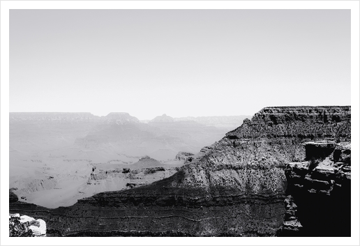 Desert at Grand Canyon national park Arizona USA in black and white Art Print by Timmy333