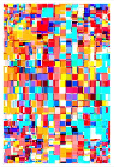 graphic design geometric pixel square pattern abstract background in red blue orange yellow Art Print by Timmy333