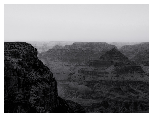 Desert in summer at Grand Canyon national park Arizona USA in black and white Art Print by Timmy333