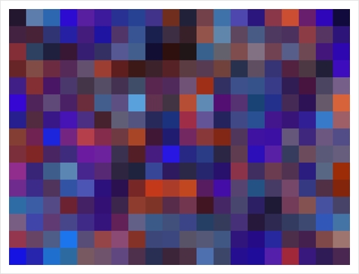 geometric square pixel pattern abstract background in blue purple orange Art Print by Timmy333