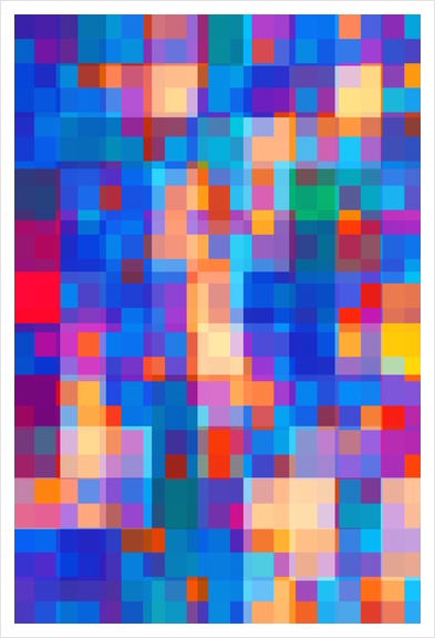 geometric pixel square pattern abstract background in blue red pink Art Print by Timmy333