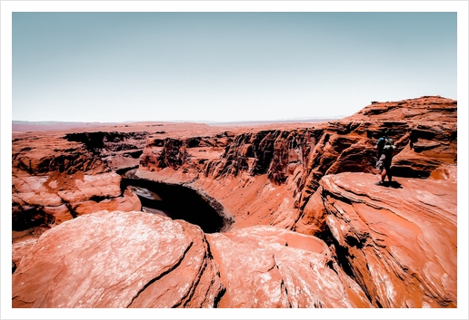 Desert landscape with blue sky at Horseshoe Bend, Arizona, USA Art Print by Timmy333