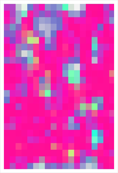 geometric pixel square pattern abstract background in pink blue Art Print by Timmy333