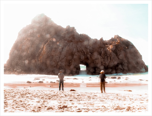 Beach with big stone at Pfeiffer beach Big Sur California USA Art Print by Timmy333