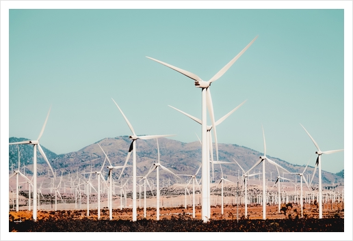 Wind turbine in the desert at Kern County California USA Art Print by Timmy333