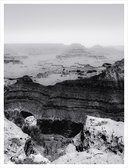 mountain desert at Grand Canyon national park Arizona in black and white Art Print by Timmy333