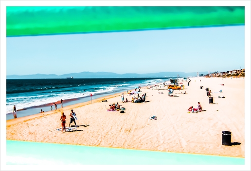 Summer sandy beach at Manhattan Beach, California, USA Art Print by Timmy333