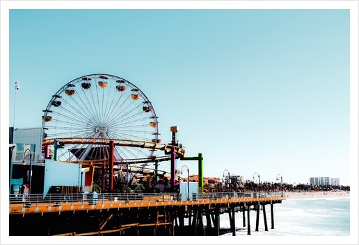 Ferris wheel at Santa Monica pier California USA  Art Print by Timmy333