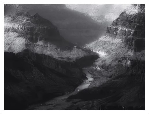 Desert at Grand Canyon national park Arizona USA in black and white Art Print by Timmy333