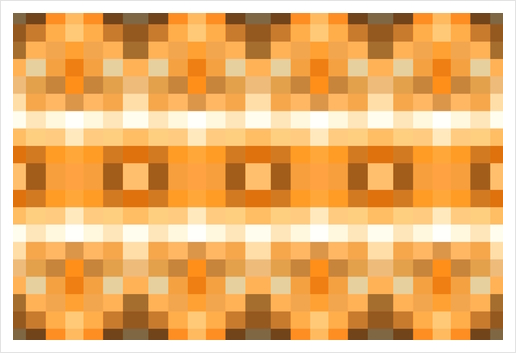 geometric symmetry pixel square pattern abstract background in brown Art Print by Timmy333