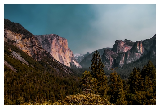 Mountains with blue sky at Yosemite national park California USA Art Print by Timmy333