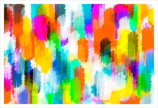 abstract splatter brush stroke painting texture background in orange pink blue yellow Art Print by Timmy333