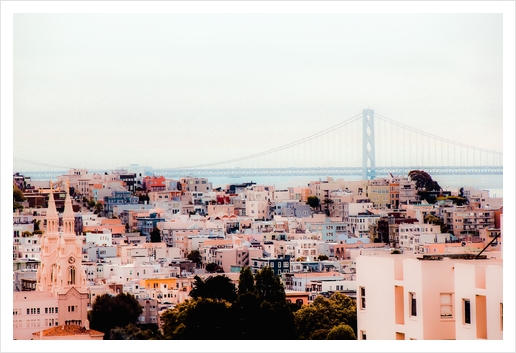 Buildings with bridge view at San Francisco California USA  Art Print by Timmy333