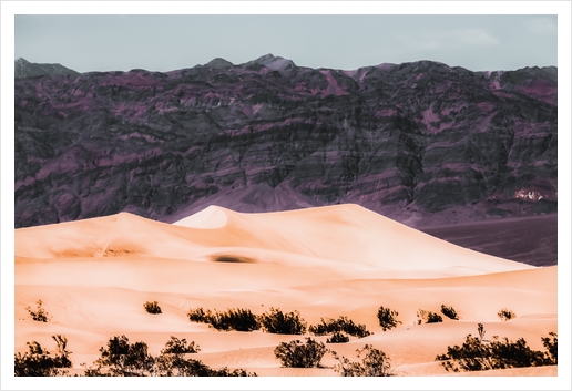 sand desert with mountain background at Death Valley national park California USA Art Print by Timmy333