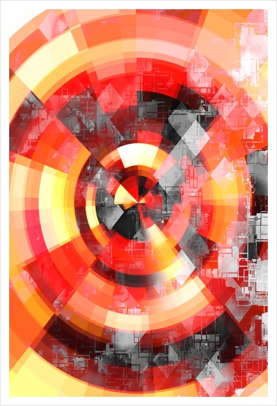 graphic design geometric circle pattern abstract background in red brown yellow Art Print by Timmy333