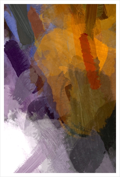 abstract splatter brush stroke painting texture background in yellow brown purple Art Print by Timmy333