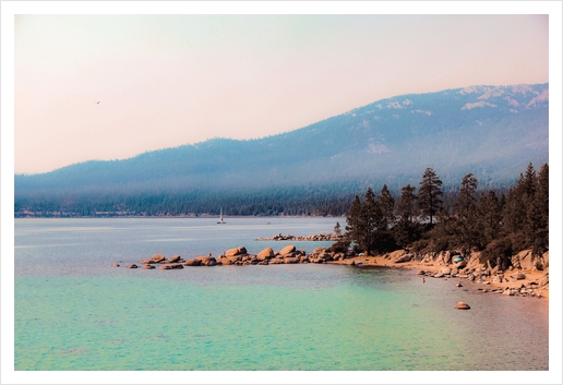 Lake view with mountain background at Lake Tahoe Nevada USA Art Print by Timmy333