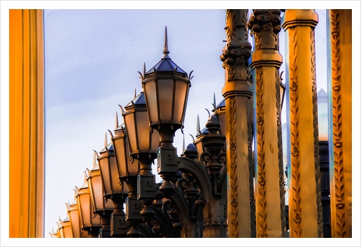 Urban Lights pole at LACMA art museum, Los Angeles, California, USA Art Print by Timmy333