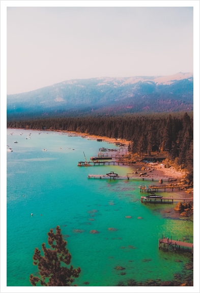 Boats on the lake at Lake Tahoe Nevada USA Art Print by Timmy333