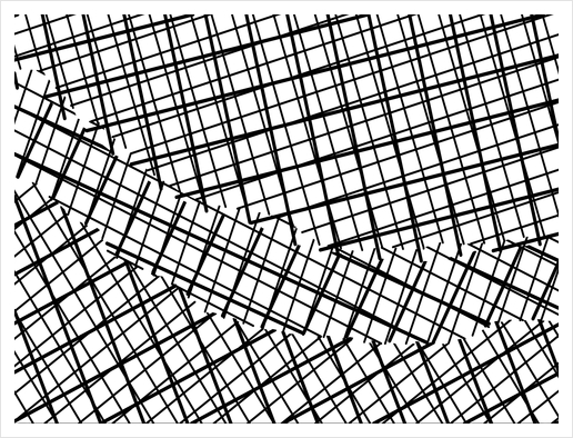 geometric square line pattern abstract background in black and white Art Print by Timmy333