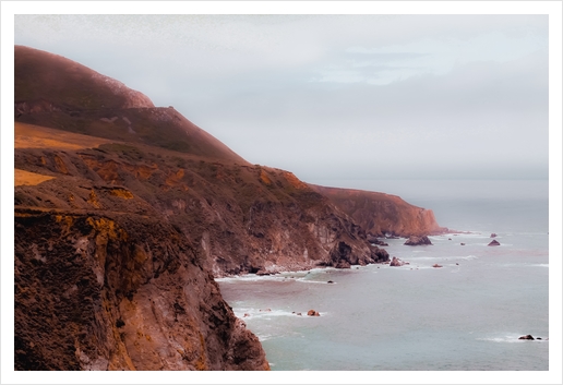 Mountain with ocean view at Bixby Creek Bridge, Big Sur, California, USA Art Print by Timmy333