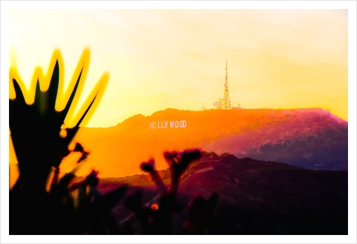 sunset sky at Hollywood Sign, Los Angeles, California, USA Art Print by Timmy333