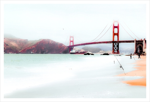 beach at Golden Gate Bridge, San Francisco, USA Art Print by Timmy333