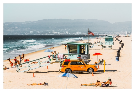 sandy beach in summer at Manhattan beach California USA Art Print by Timmy333