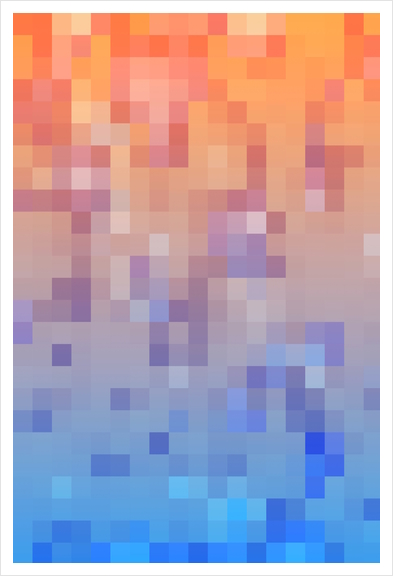 geometric pixel square pattern abstract background in blue orange Art Print by Timmy333