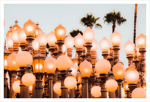 Urban Light with blue sky LACMA Los Angeles California USA Art Print by Timmy333