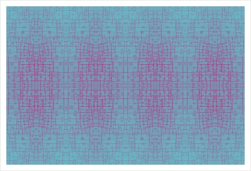 graphic design geometric symmetry square line pattern art abstract background in pink blue Art Print by Timmy333