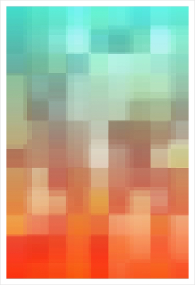 geometric pixel square pattern abstract background in orange brown blue Art Print by Timmy333