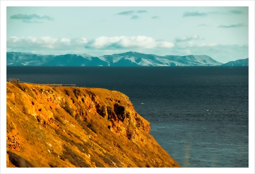 Ocean and mountains scenic at Rancho Palos Verdes California USA Art Print by Timmy333