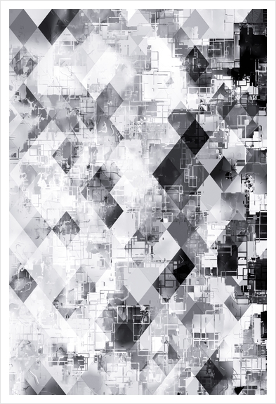 black and white geometric square pixel pattern abstract background Art Print by Timmy333