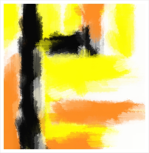 orange yellow and black painting abstract  Art Print by Timmy333