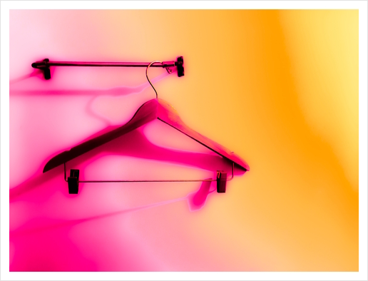 wood hanger with pink and orange wall background Art Print by Timmy333