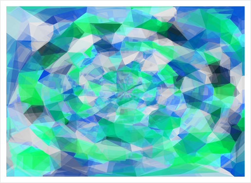 geometric polygon abstract pattern in blue and green Art Print by Timmy333