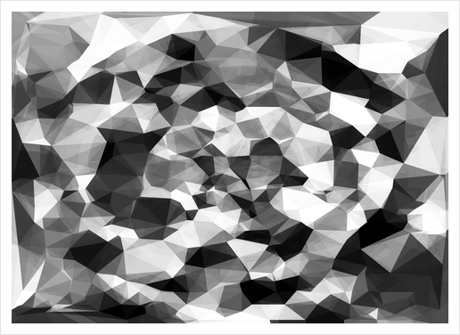 contemporary geometric polygon abstract pattern in black and white Art Print by Timmy333