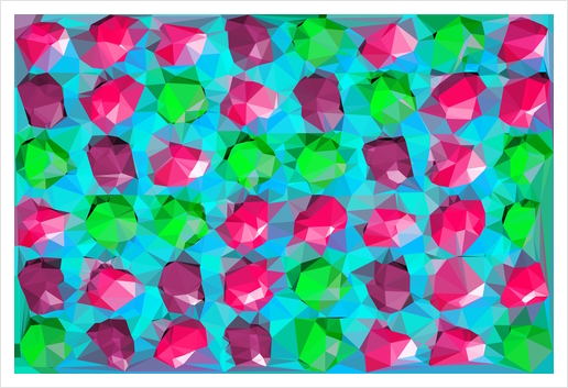 geometric polygon abstract pattern in pink blue green Art Print by Timmy333