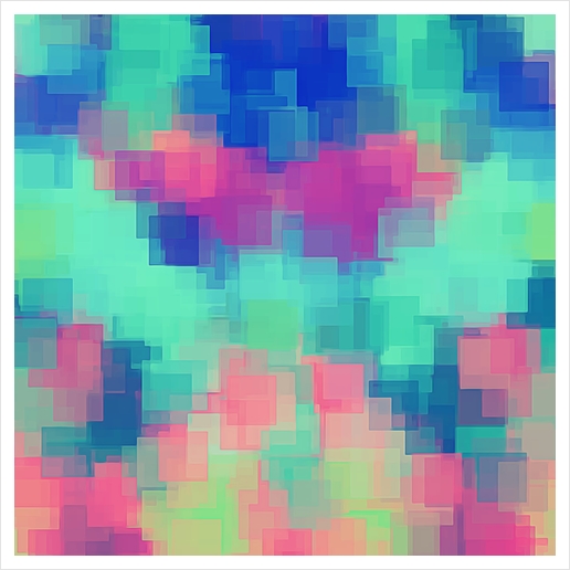 pink blue and green square pattern abstract background Art Print by Timmy333