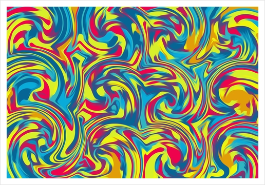 red blue and yellow curly painting abstract background Art Print by Timmy333