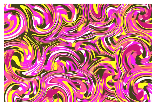 spiral line drawing abstract pattern in pink yellow black Art Print by Timmy333