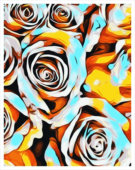 blue orange white and yellow roses texture abstract background Art Print by Timmy333