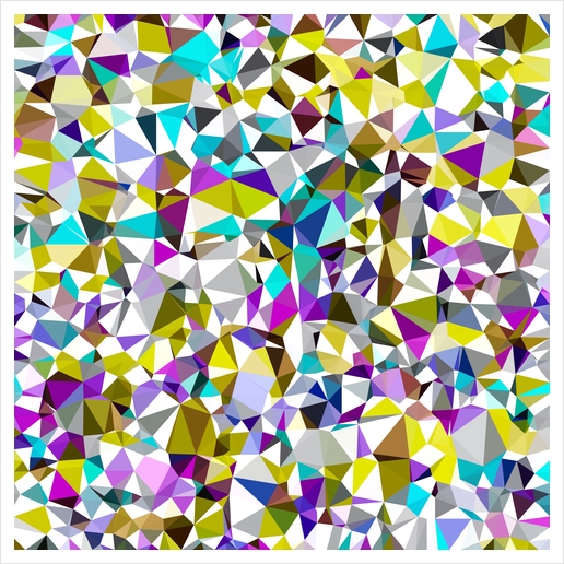 geometric triangle polygon pattern abstract background in yellow blue pink Art Print by Timmy333