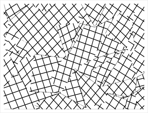 geometric square shape line pattern abstract background in black and white Art Print by Timmy333