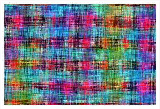 plaid pattern abstract texture in blue pink green yellow Art Print by Timmy333