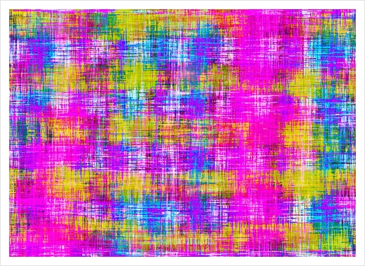 plaid pattern painting texture abstract background in pink purple blue yellow Art Print by Timmy333