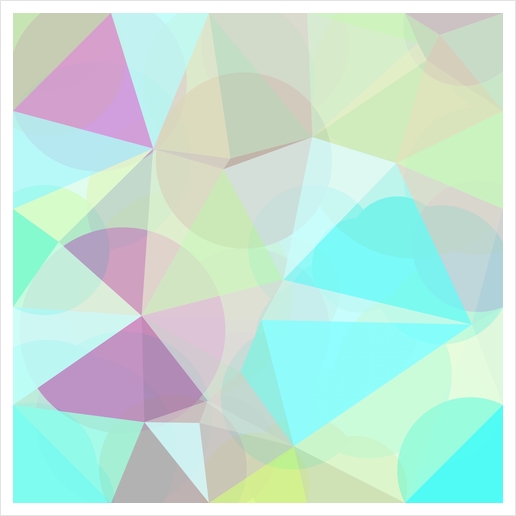 geometric triangle and circle pattern abstract in blue green pink Art Print by Timmy333