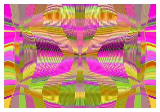 pink green and yellow lines drawing abstract background Art Print by Timmy333